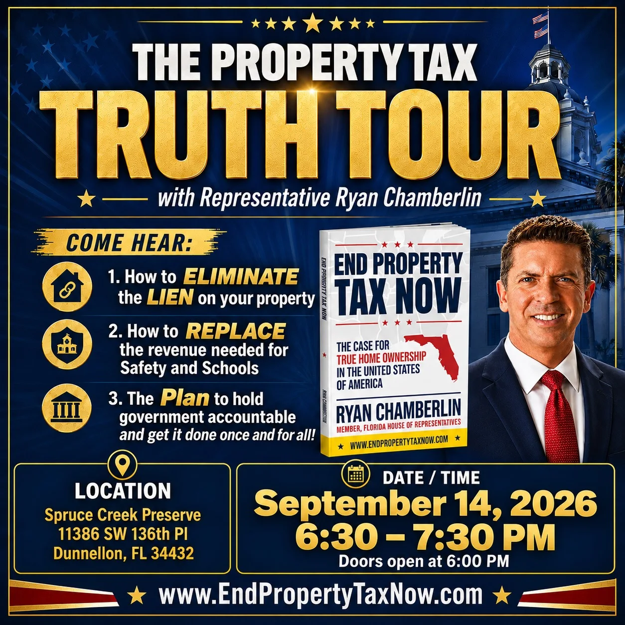 The Property Tax Truth Tour at Spruce Creek Preserve on September 14, 2026